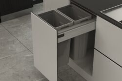Odpadkový 2-koš Elegance, 2x21 l, 412-418x506x470, K45-šedý plast - Odpadkový koš Elegance pro montáž do zásuvky