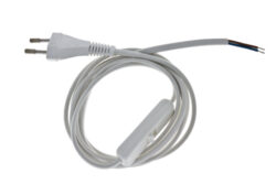 Flexošňůra 230V s vypínačem, vidlice 2pin, délka 2m (bílý), ks - Délka 2m. Pro připojení spotřebiče do elektrorozvodné sítě (barva bílá nebo černá).