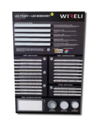 Vzorková tabule s LED pásky WIRELI 2021 - Vzorková tabule s aktuální nabídkou LED psáků a bodových svítidel.